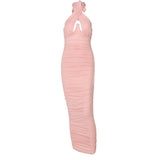 Cross-Neck Halter Fitted Dress