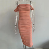 Mesh pleated shoulder dress